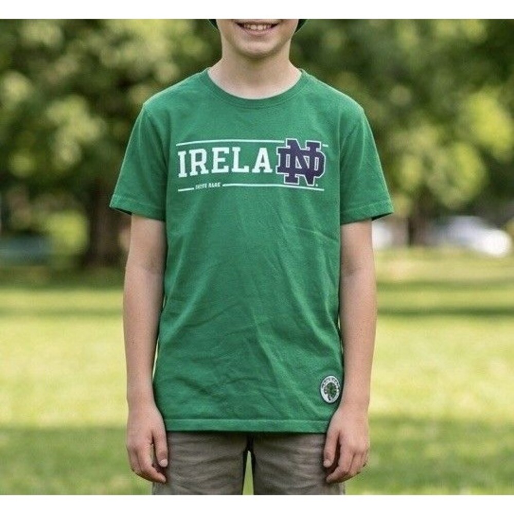Lansdowne Youth Notre Dame Heritage T-Shirt Green Dublin Shamrock Size 11/12